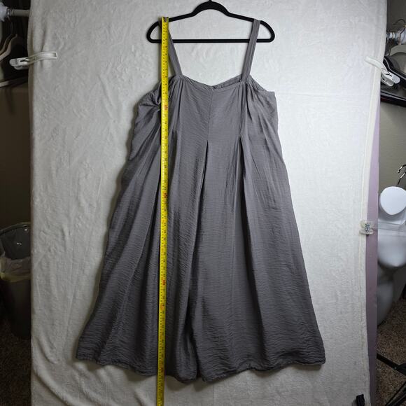 Cut Loose crosshatch L/XL Gray Super Wide Legs Relaxing Jumpsuit Seashell Button - Picture 4 of 16